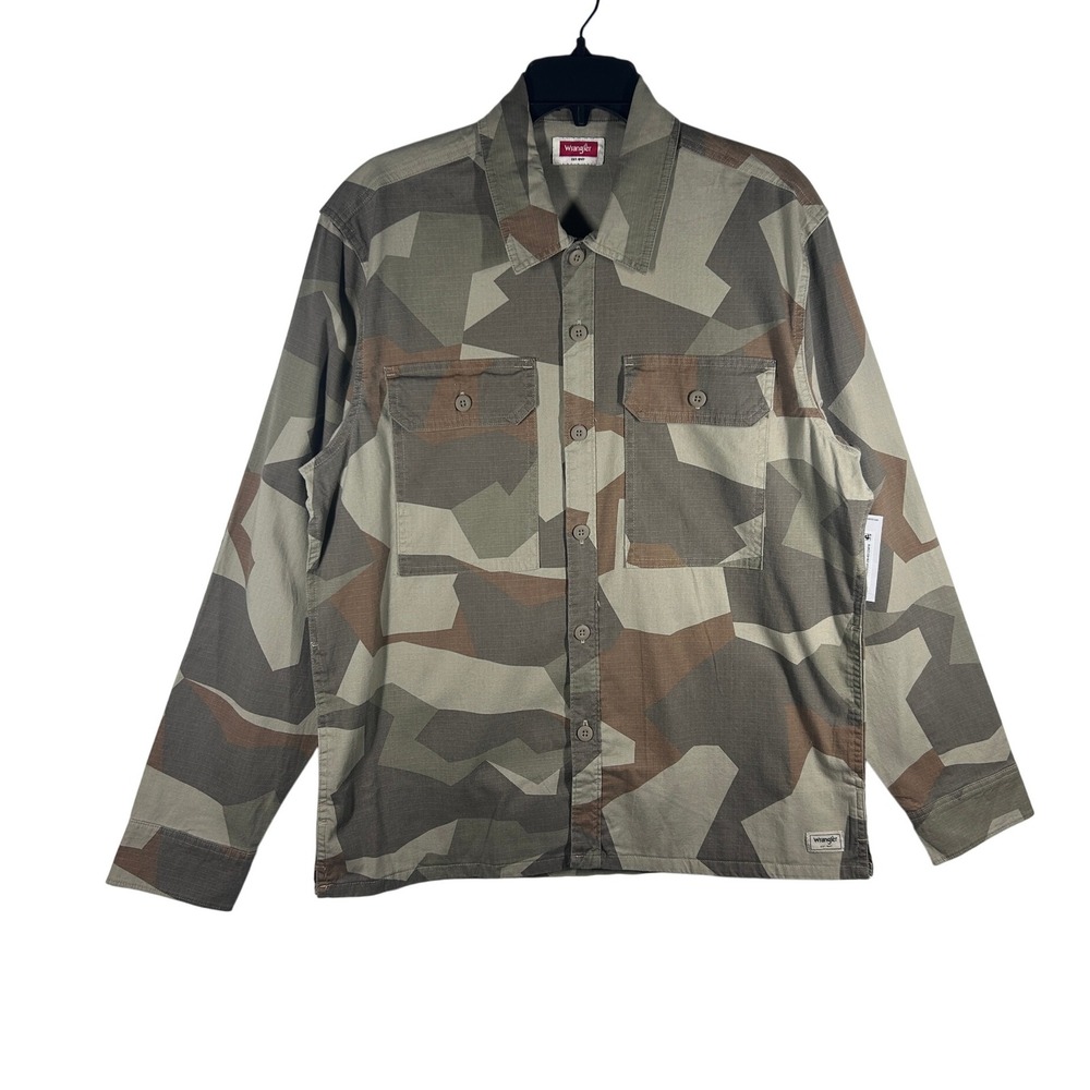 Wrangler Relaxed Fit Camo‎ Shirt Jacket Medium Button Up Long Sleeve NEW